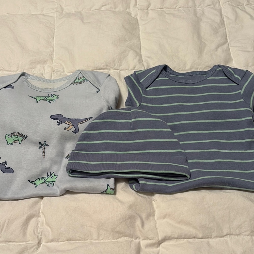 Carter's Blue Dinosaur and Striped Baby One Piece Set - Picture 11 of 11